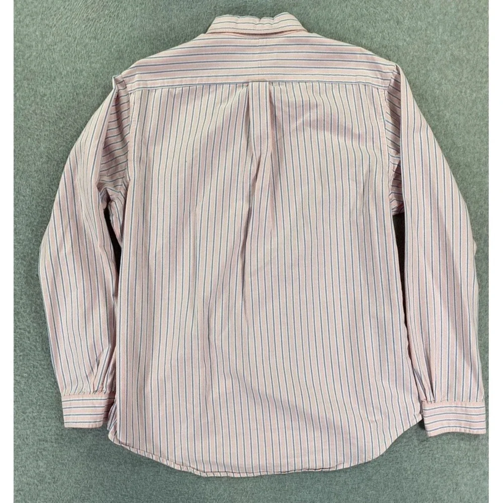 Polo Ralph Lauren Mens Large Shirt Button Down Pink Stripe Flesh Pony Long Sleev